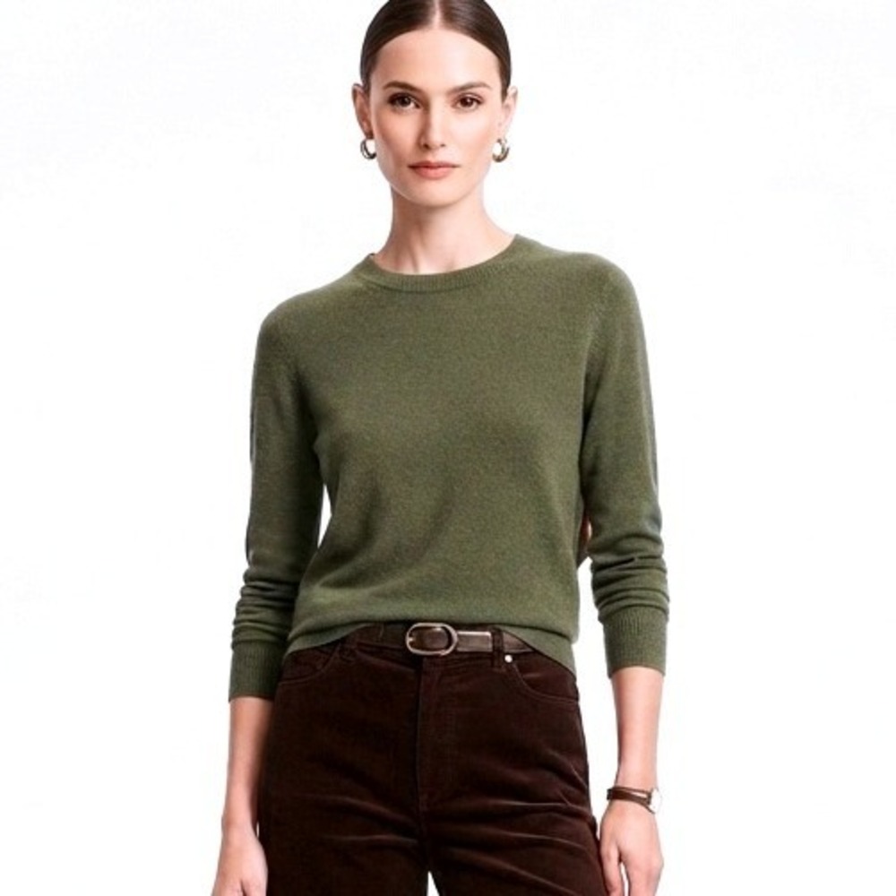 Lord & Taylor Merino Wool Sweater Women Medium Olive Green Crewneck Vintage Good
